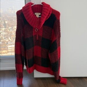Jessica Simpson Red and Black Plaid Sweater